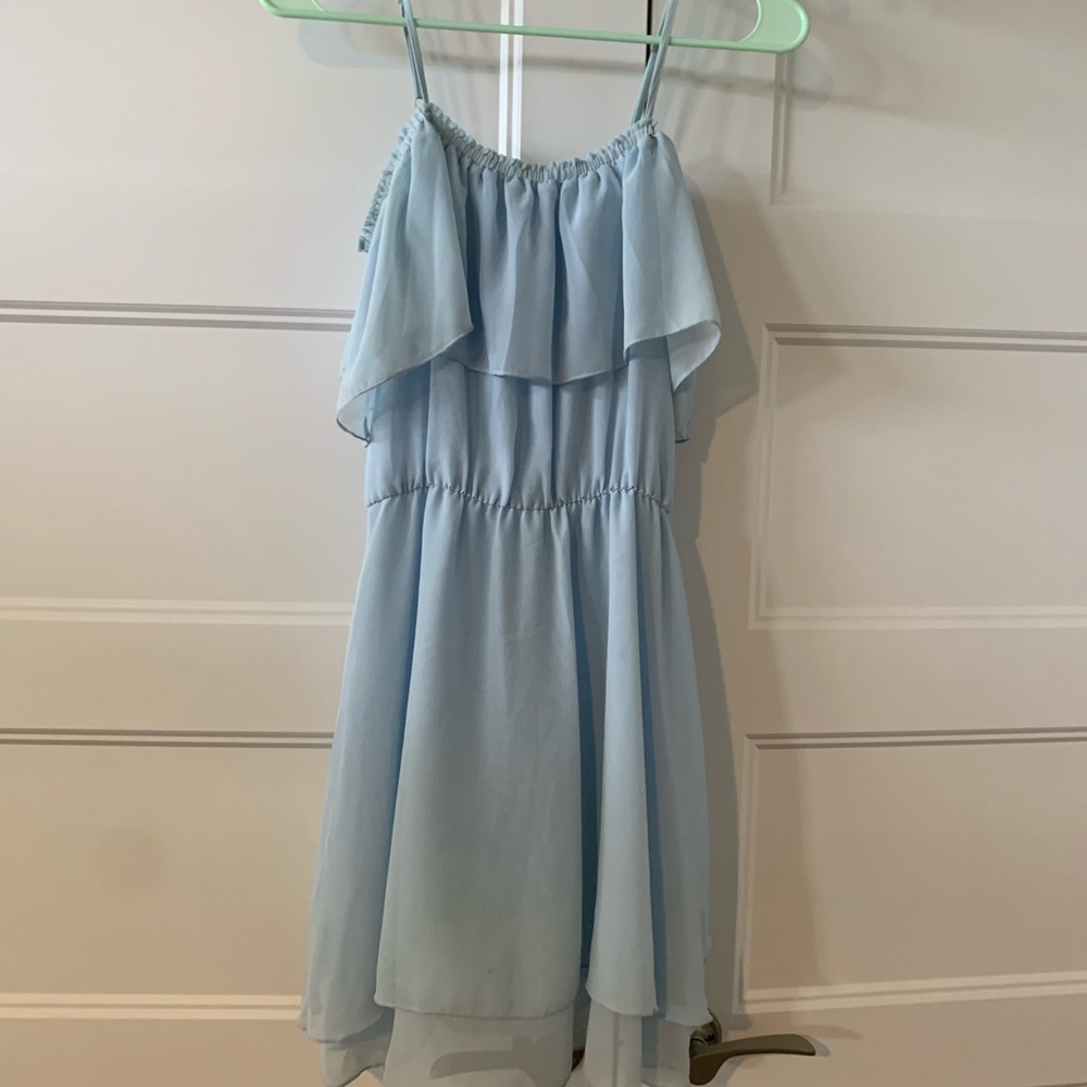 Off the Shoulder Light Blue Flowy Dress